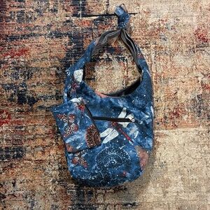 Blue Butterfly & Dragonfly Crossbody Hobo Bag